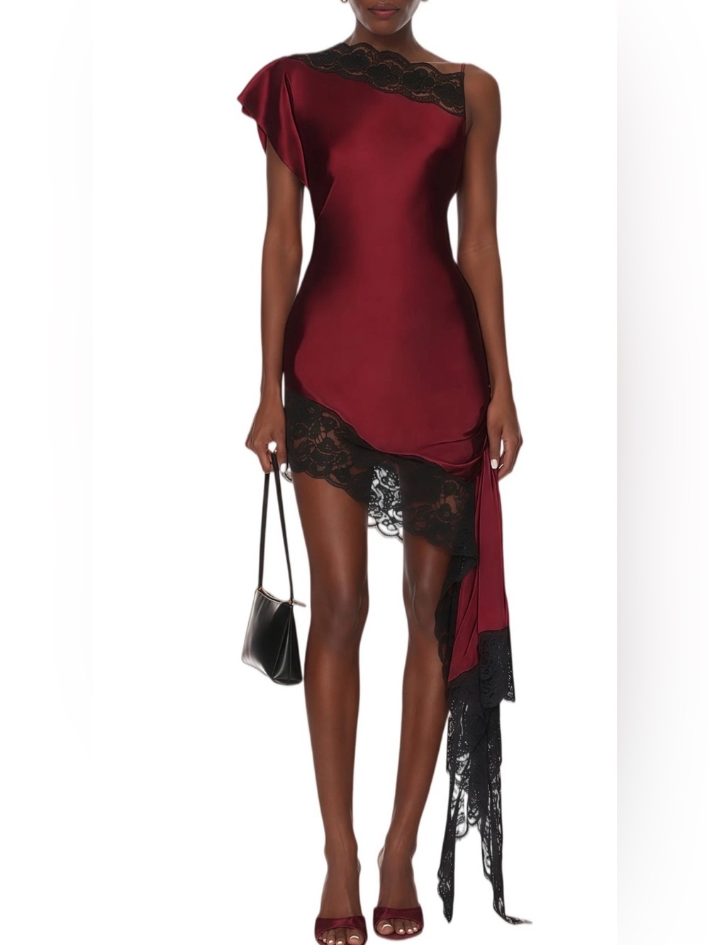 Mew Mews Olvex One Shoulder Lace Draped Mini Dress-NWT